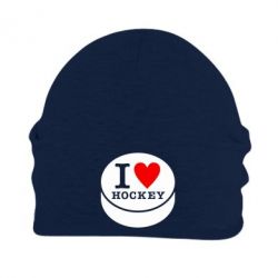 Шапка флисовая I love hockey - PrintSalon