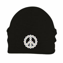 Шапка флисовая Знак мира из ромашек - PrintSalon