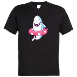 Мужская футболка  с V-образным вырезом Shark and Lifebuoy - PrintSalon