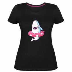 Женская премиум футболка Shark and Lifebuoy - PrintSalon