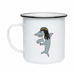 Кружка эмалированная Shark Rastaman - PrintSalon