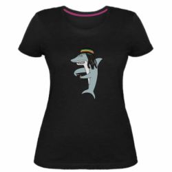 Женская премиум футболка Shark Rastaman - PrintSalon
