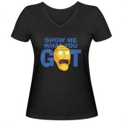 Женская футболка с V-образным вырезом Show me what you got - PrintSalon