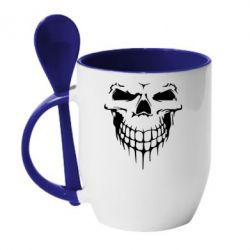 Чашка с ложкой Silhouette of a skull - PrintSalon