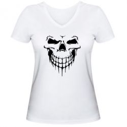 Женская футболка с V-образным вырезом Silhouette of a skull - PrintSalon