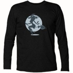 Футболка з довгим рукавом Silhouette of a witch on a broom - PrintSalon