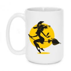 Чашка 420ml Silhouette of a witch on a broom - PrintSalon
