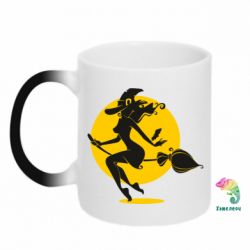 Чашка-хамелеон Silhouette of a witch on a broom