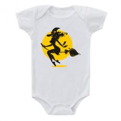Дитячий бодік Silhouette of a witch on a broom - PrintSalon