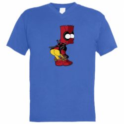 Мужская футболка  с V-образным вырезом Simpson Kiss my Ass Deadpool - PrintSalon