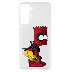 Чехол для Samsung S21 Simpson Kiss my Ass Deadpool
