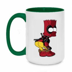 Чашка двухцветная 420ml Simpson Kiss my Ass Deadpool - PrintSalon