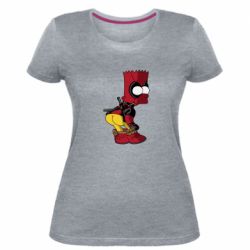 Женская премиум футболка Simpson Kiss my Ass Deadpool - PrintSalon