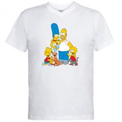 Мужская футболка  с V-образным вырезом Simpsons Family - PrintSalon