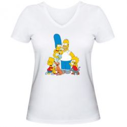Женская футболка с V-образным вырезом Simpsons Family - PrintSalon