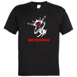 Мужская футболка  с V-образным вырезом Skidiving - PrintSalon