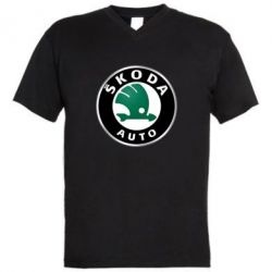 Мужская футболка  с V-образным вырезом Skoda Auto - PrintSalon