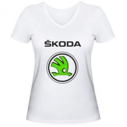Женская футболка с V-образным вырезом Skoda Bird - PrintSalon