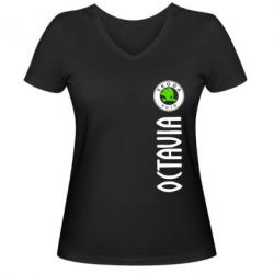 Женская футболка с V-образным вырезом Skoda Octavia - PrintSalon