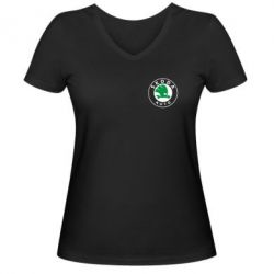 Женская футболка с V-образным вырезом Skoda Small - PrintSalon