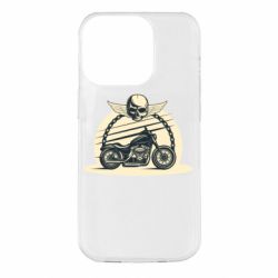 Чехол для iPhone 14 Pro Skull and Bike - PrintSalon