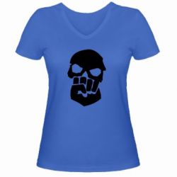 Женская футболка с V-образным вырезом Skull and Fist - PrintSalon