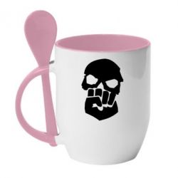 Чашка с ложкой Skull and Fist - PrintSalon