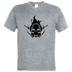 Мужская футболка  с V-образным вырезом Skull with weapons - PrintSalon