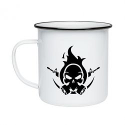 Кружка эмалированная Skull with weapons - PrintSalon