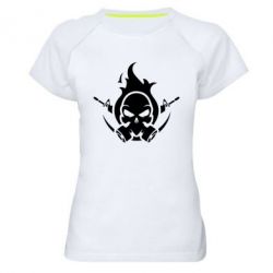 Женская футболка для спорта Skull with weapons - PrintSalon