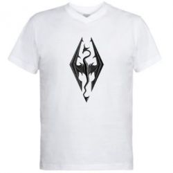 Чоловіча футболка з V-подібним вирізом Skyrim Logo 3D - PrintSalon