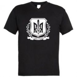 Чоловіча футболка з V-подібним вирізом Слава Україні (вінок) - PrintSalon
