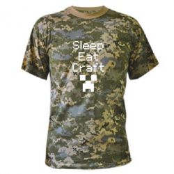 Камуфляжная футболка Sleep,eat, craft - PrintSalon