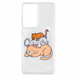 Чехол для Samsung S21 Ultra Sleeping cats - PrintSalon