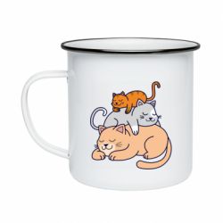 Кружка эмалированная Sleeping cats - PrintSalon