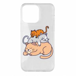 Чехол для iPhone 14 Pro Max Sleeping cats - PrintSalon