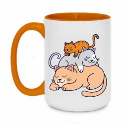Чашка двухцветная 420ml Sleeping cats - PrintSalon