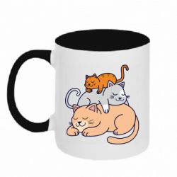 Чашка двухцветная 320ml Sleeping cats - PrintSalon