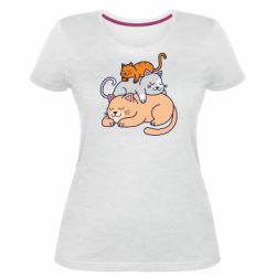 Женская премиум футболка Sleeping cats - PrintSalon