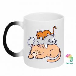 Чашка-хамелеон Sleeping cats - PrintSalon