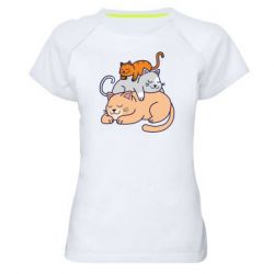 Женская футболка для спорта Sleeping cats - PrintSalon