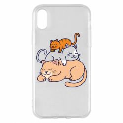 Чехол для iPhone X/Xs Sleeping cats - PrintSalon