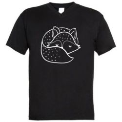 Мужская футболка  с V-образным вырезом Sleeping fox - PrintSalon