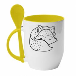 Чашка с ложкой Sleeping fox - PrintSalon