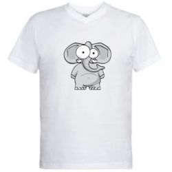Мужская футболка  с V-образным вырезом Слон глазастый - PrintSalon
