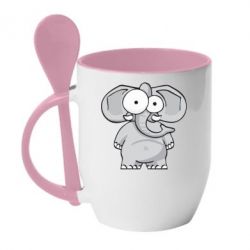 Чашка с ложкой Слон глазастый - PrintSalon