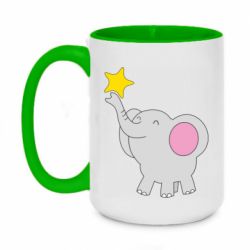 Чашка двухцветная 420ml Слон со звездочкой - PrintSalon