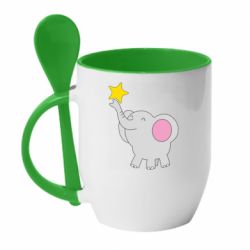 Чашка с ложкой Слон со звездочкой - PrintSalon