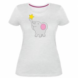Женская премиум футболка Слон со звездочкой - PrintSalon