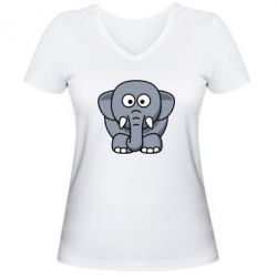 Жіноча футболка з V-подібним вирізом Слоненя - PrintSalon